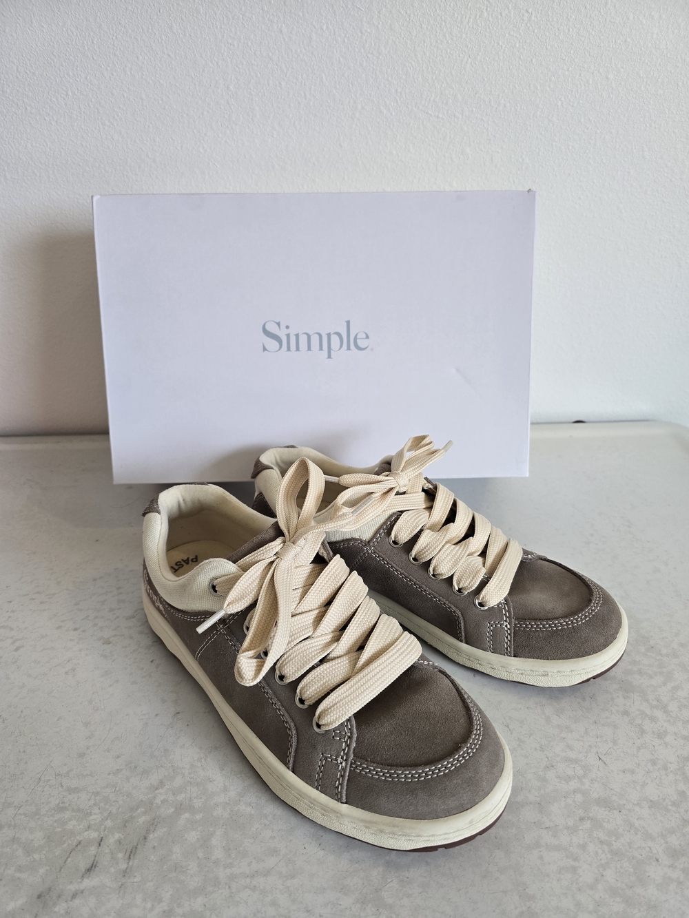 Simple Taupe Suede Men’s Sneakers with Cream Laces 7.5 Men 9.5 Women